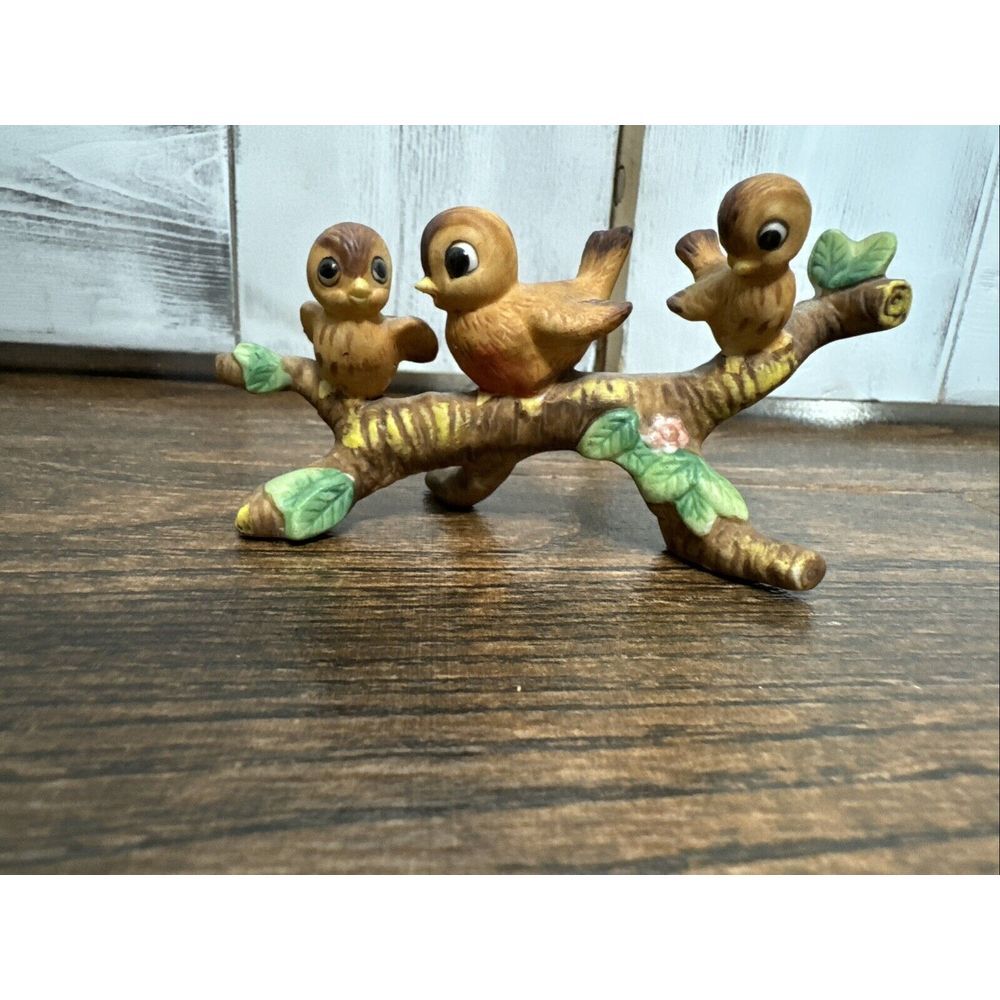 Vintage Josef Originals‎ 3 Birds On A Branch Mama Babies Figurine Unmarked